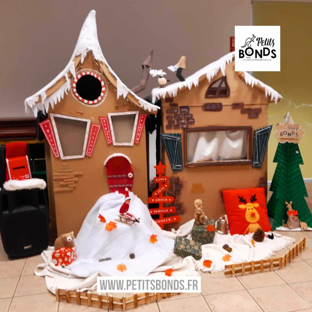 Hopla marionnette kangourou de Petits Bonds et le décor des grands spectacles de Noël